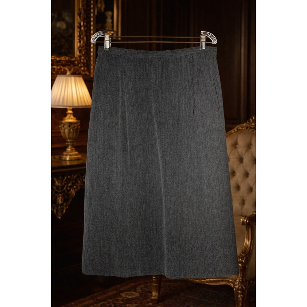 Giorgio Armani Gray Herringbone Midi Skirt SZ Large* US European‎ Classic Slit